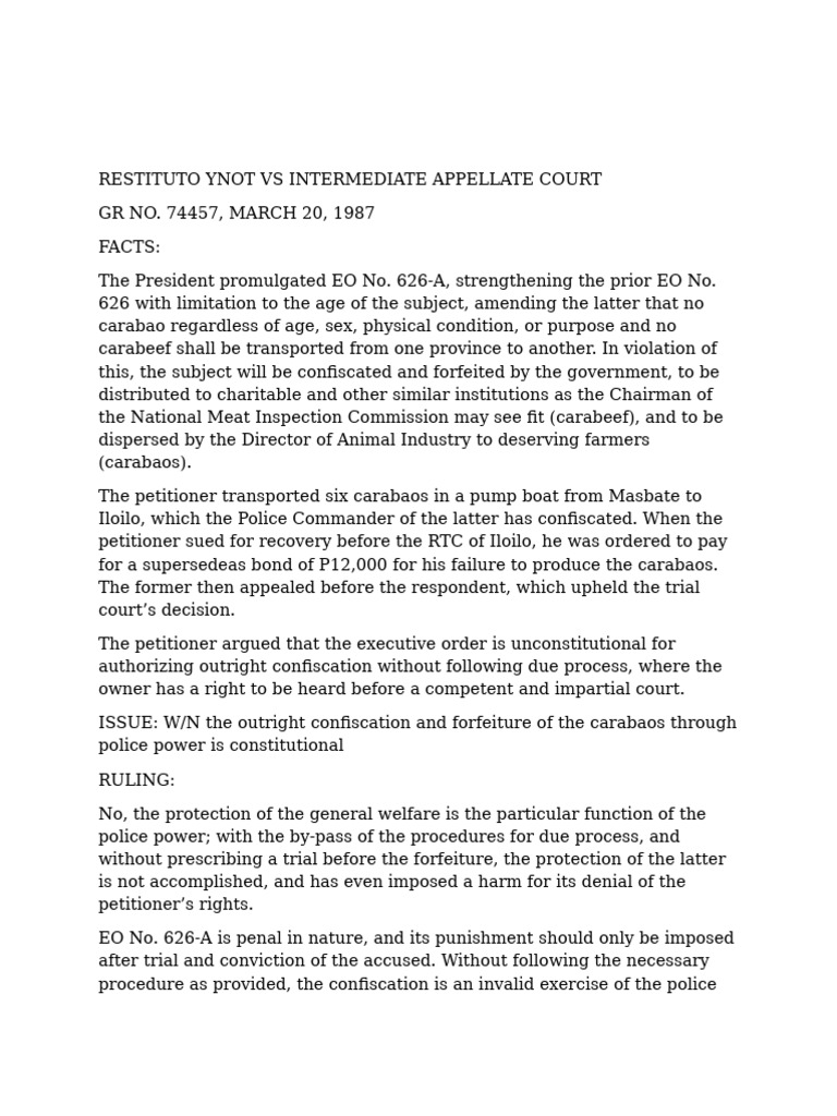 Carabao Confiscation Case Ruling | PDF