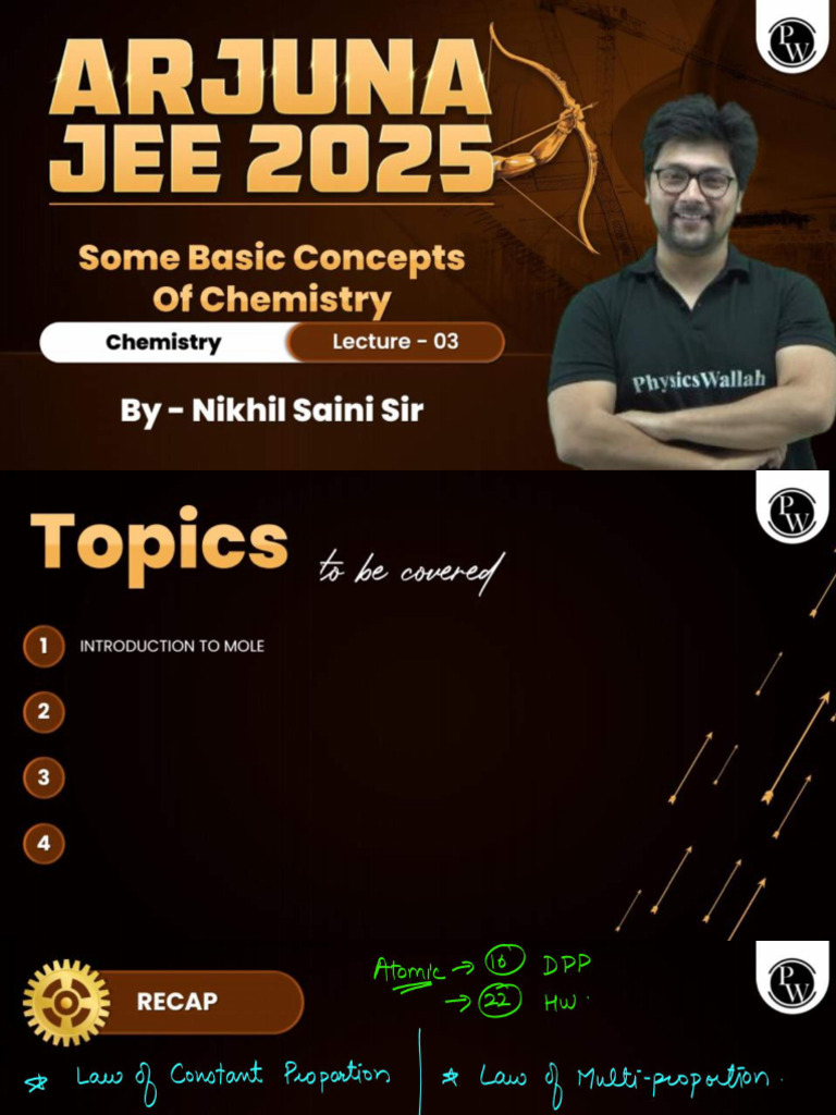 Some Basic Concepts of Chemistry 03 Class Notes Arjuna JEE 2025 | PDF