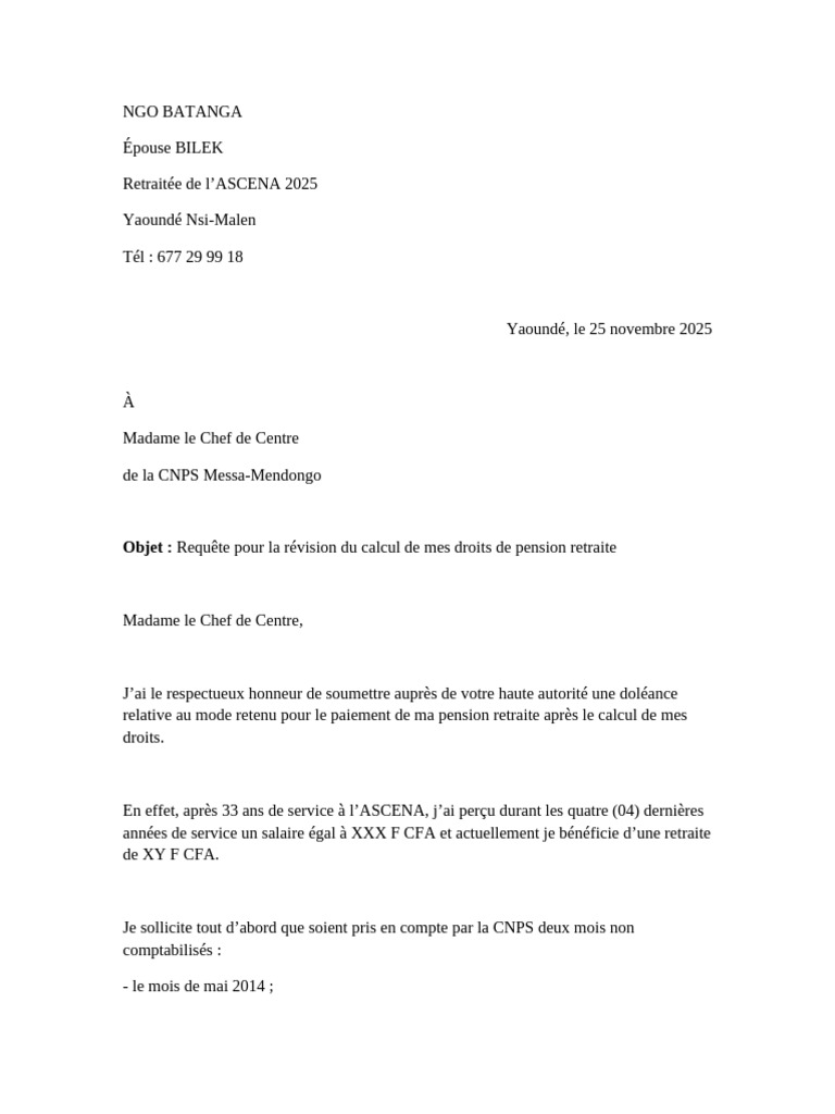 Requête de révision de pension retraite | PDF