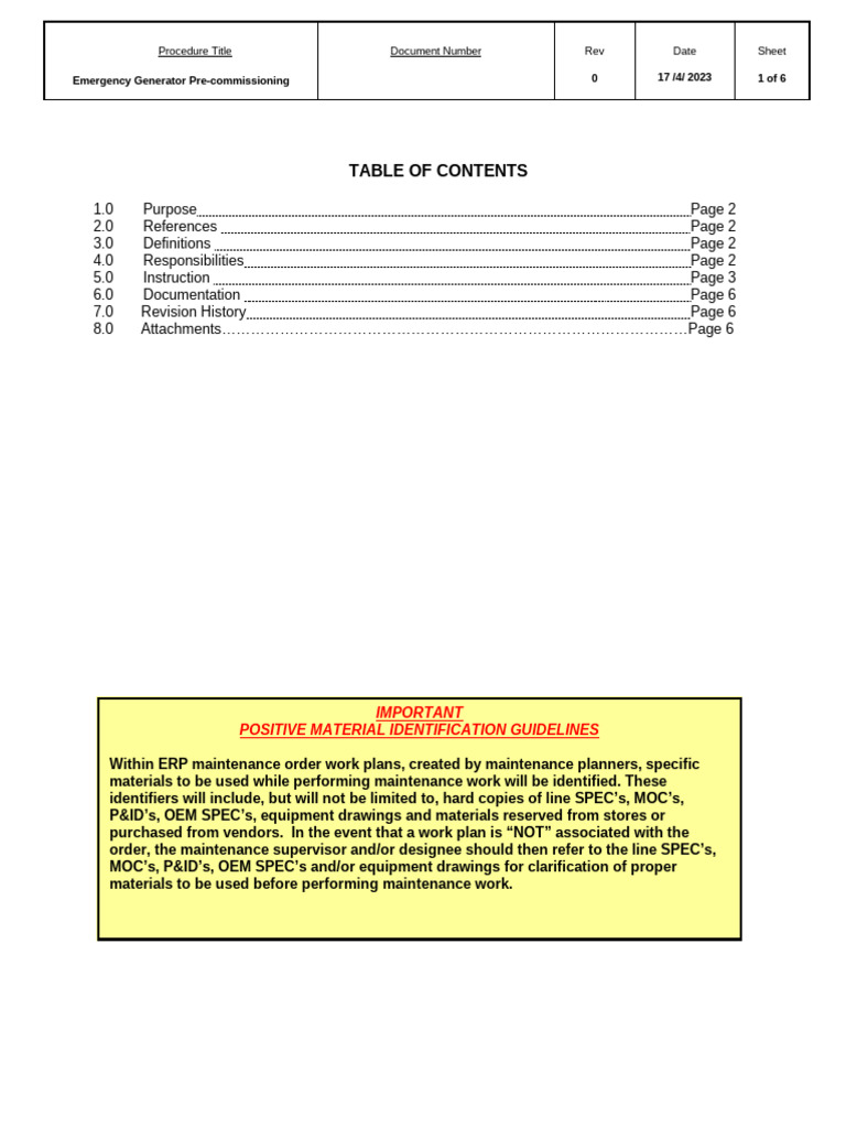 Emergency Generator Pre-commissioning Guide | PDF | Switch | Fuse ...