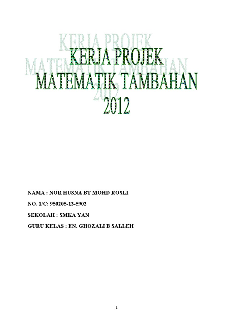 Kerja Projek Matematik Tambahan Kedah 2012