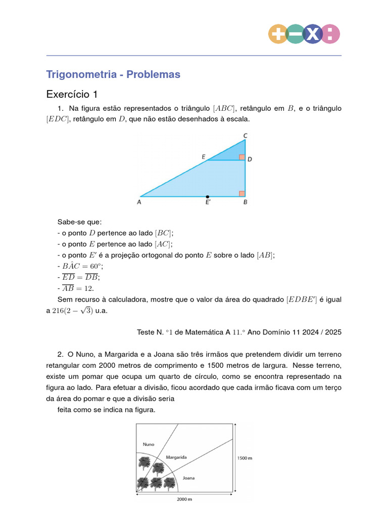 Problemas de Trigonometria e Geometria | PDF | Trigonometria | Triângulo