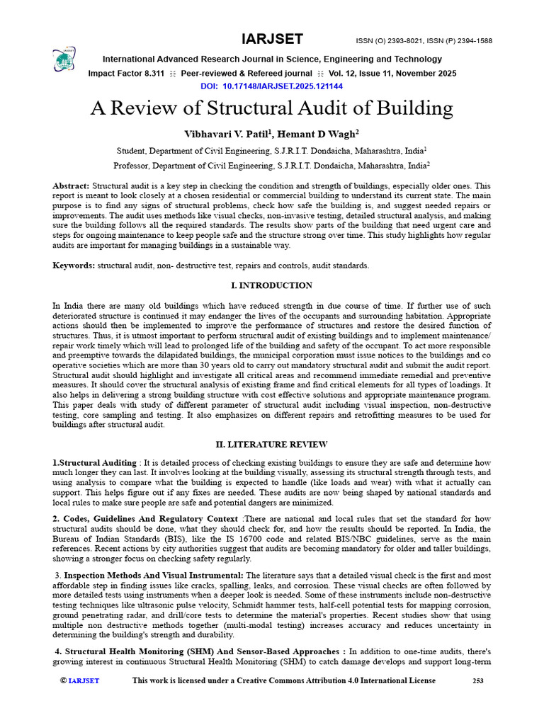 Structural Audit Review for Buildings | PDF | Concrete | Nondestructive ...