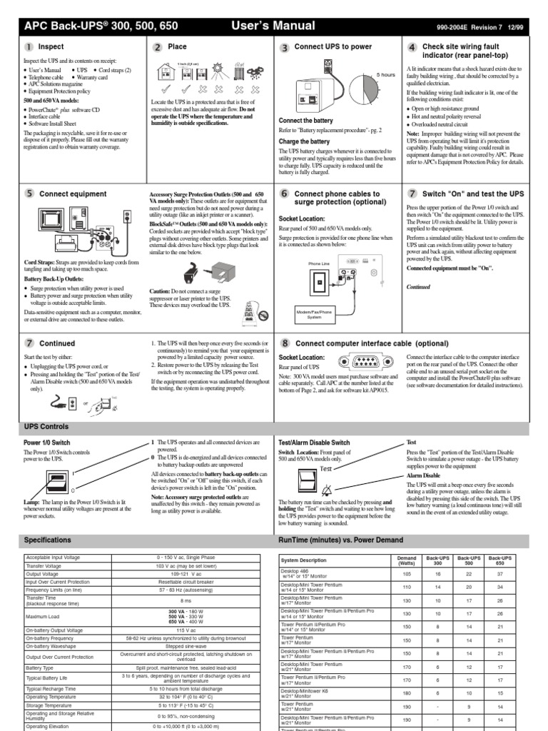 Apc Back-Ups 650 | Battery (Electricity) | Electrical Wiring