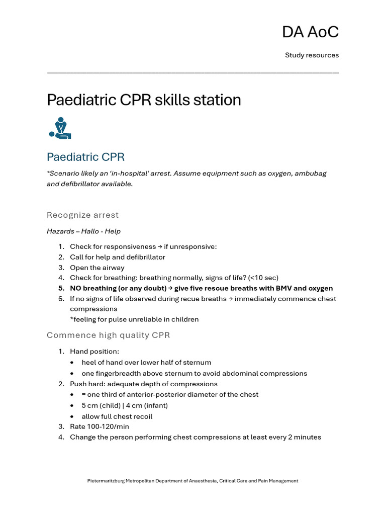 Paediatric CPR Guidelines and Protocols | PDF | Cardiopulmonary ...