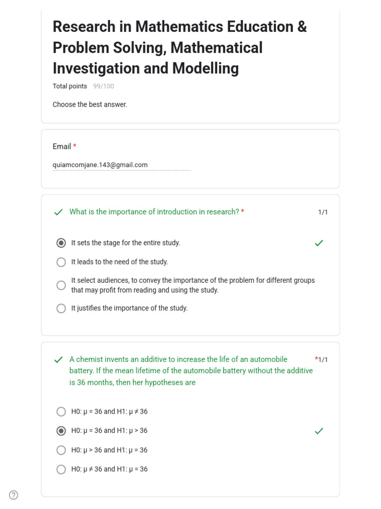 Research in Mathematics Education Problem Solving Mathematical ...