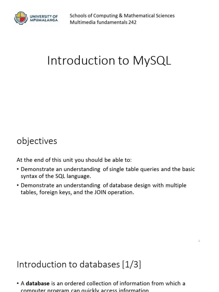 Introduction To Mysql | PDF | Databases | Database Index