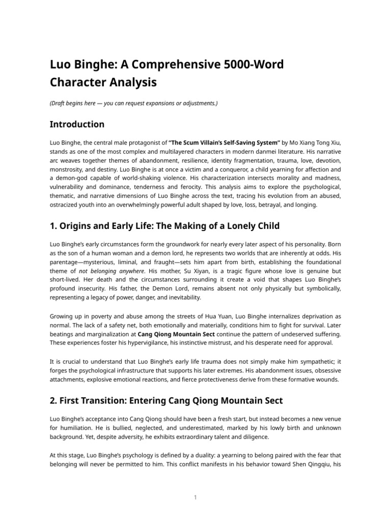 Luo Binghe Character Analysis | PDF | Psychological Trauma | Love