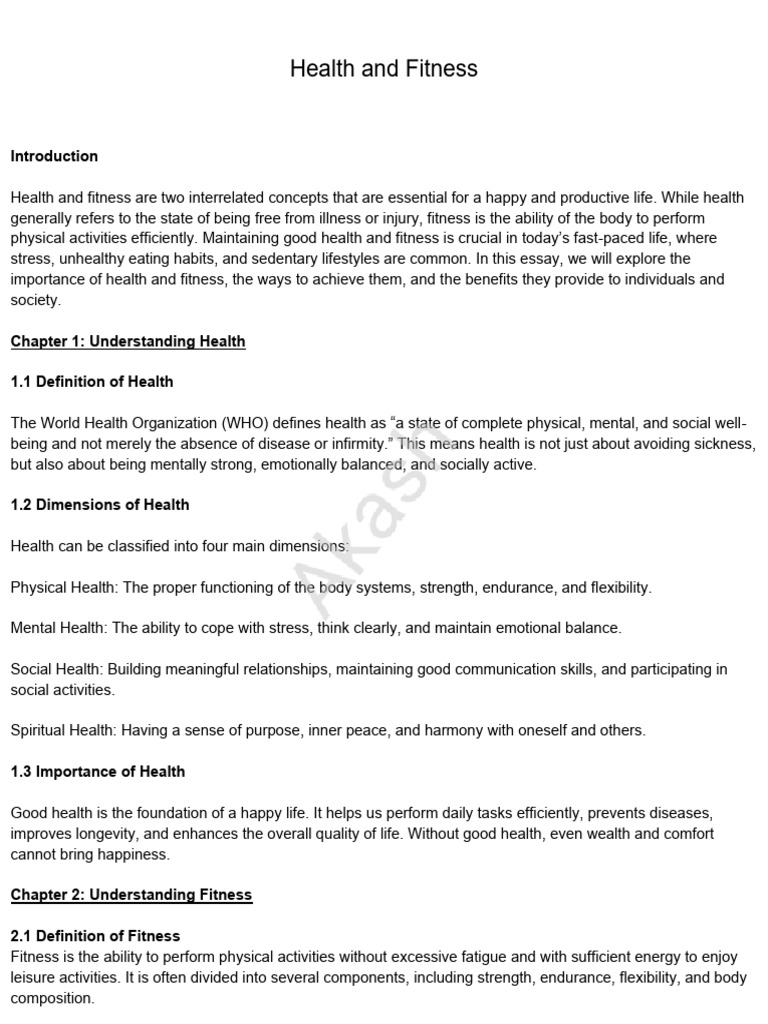 Health and Fitness: A Comprehensive Guide | PDF | Physical Fitness ...