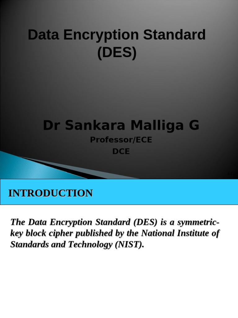 Overview of Data Encryption Standard (DES) | PDF | Encryption | Applied ...