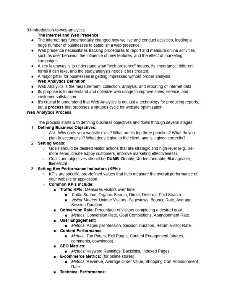 Web Analytics: Key Concepts & Process | PDF | World Wide Web | Internet ...