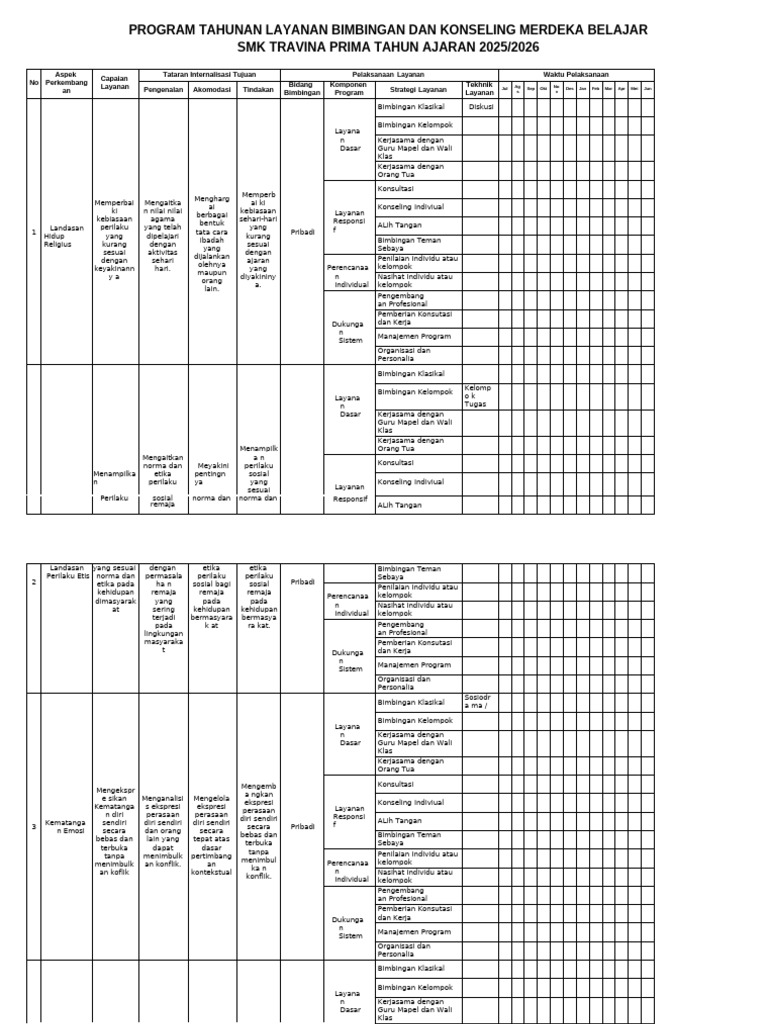 Program Bimbingan Konseling SMK 2025/2026 | PDF