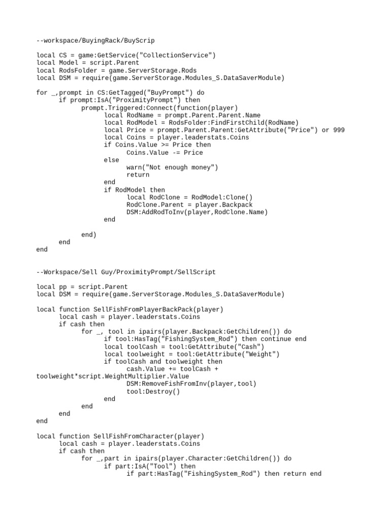 Fishing Game Buy and Sell Scripts | PDF