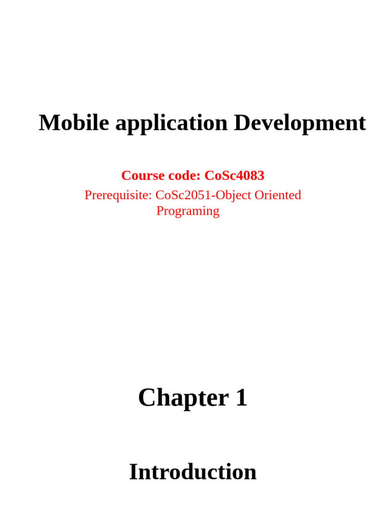 Chapter one | PDF | Android (Operating System) | Mobile App