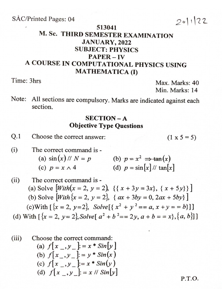 MSC III Sem Physics Paper - 4 | PDF