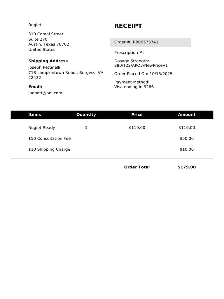 Receipt: Shipping Address | PDF