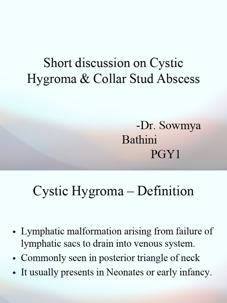 Cystic Hygroma Collar Stud Abscess PG | PDF