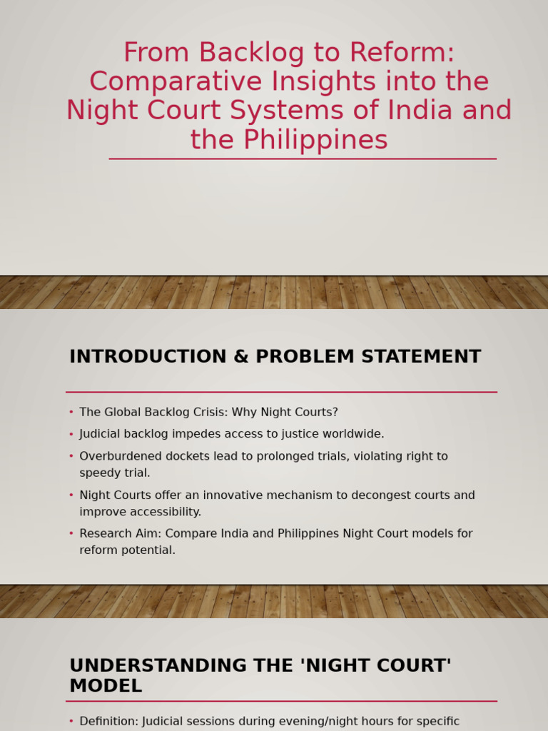 From Backlog To Reform Comparative-Night Court Systems | PDF