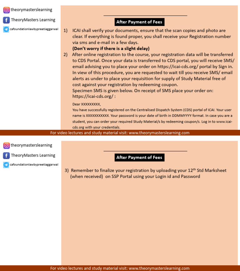 Detailed Registration Procedure For CA Foundation 1 5 | PDF