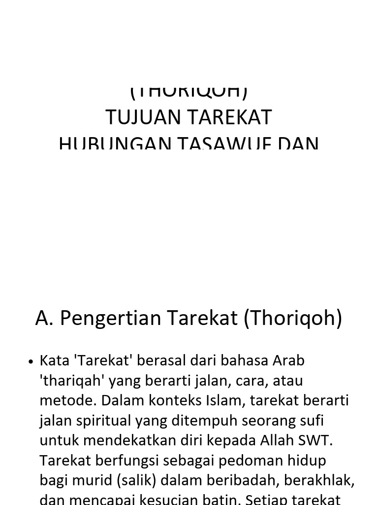 Tujuan dan Hubungan Tarekat dalam Tasawuf | PDF