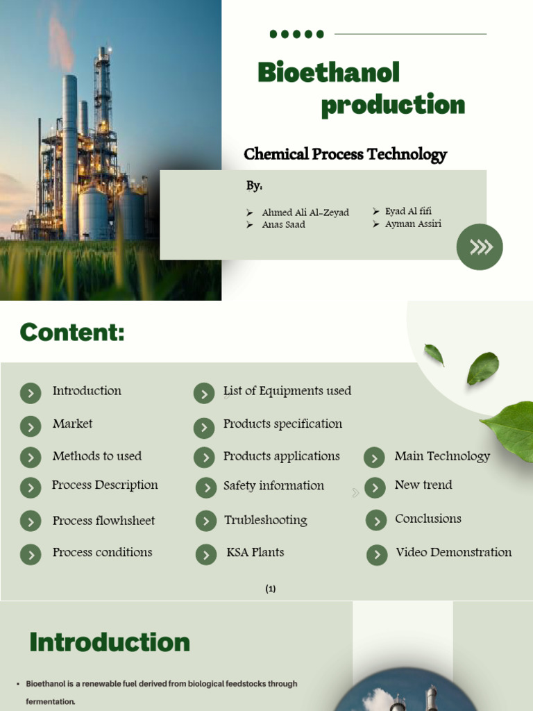 Bioethanol Production Process Overview | PDF | Biofuel | Chemical ...
