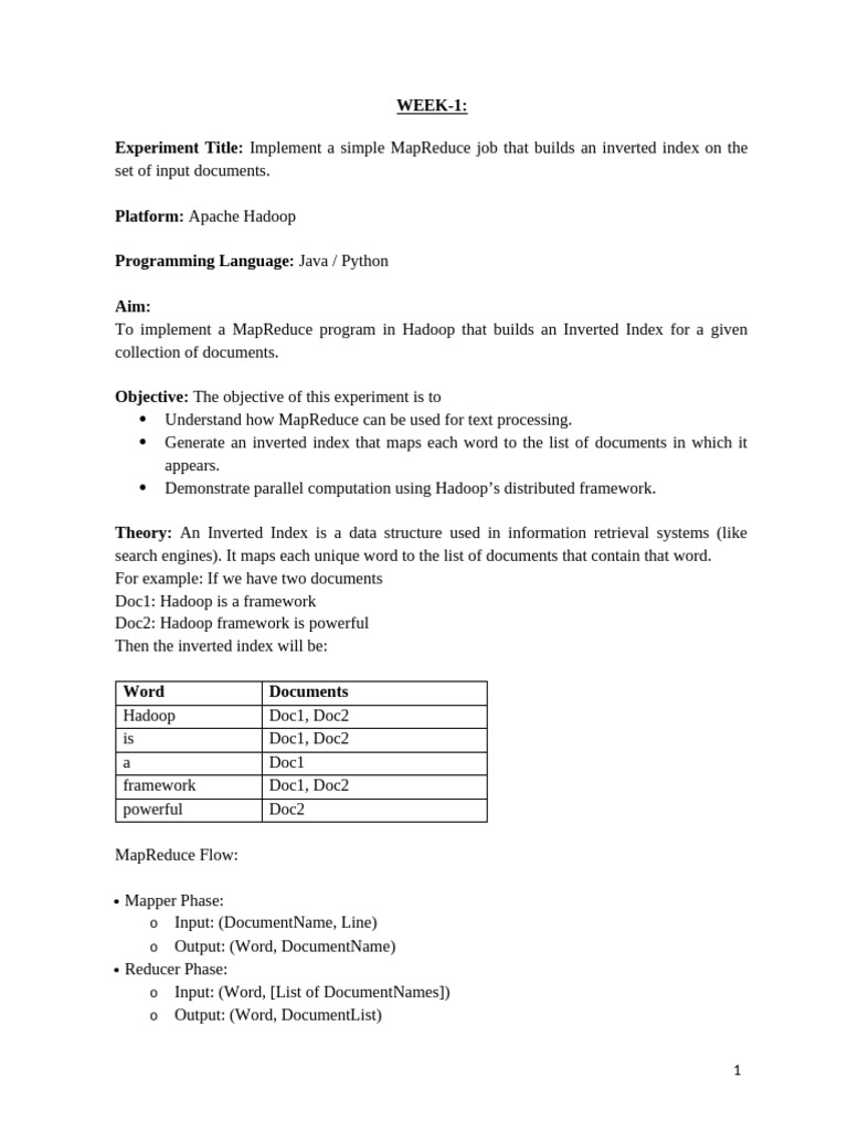 Build Inverted Index with MapReduce | PDF | Apache Hadoop | No Sql