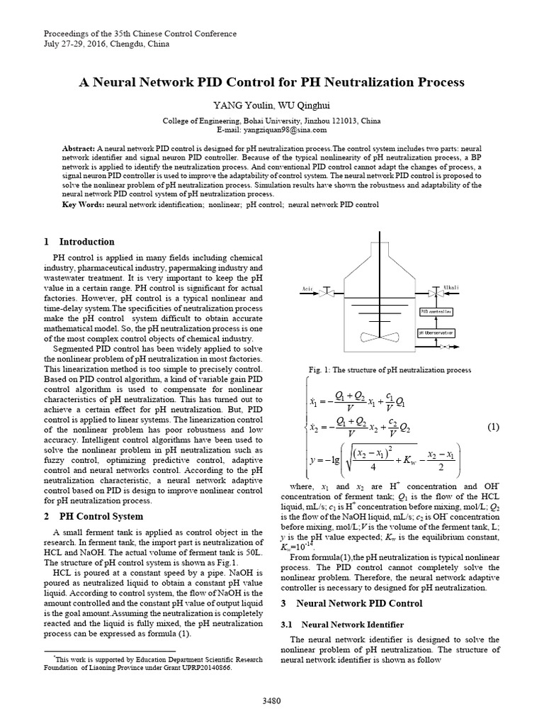 A Neural Network PID Control For PH Neutralization Process | PDF ...