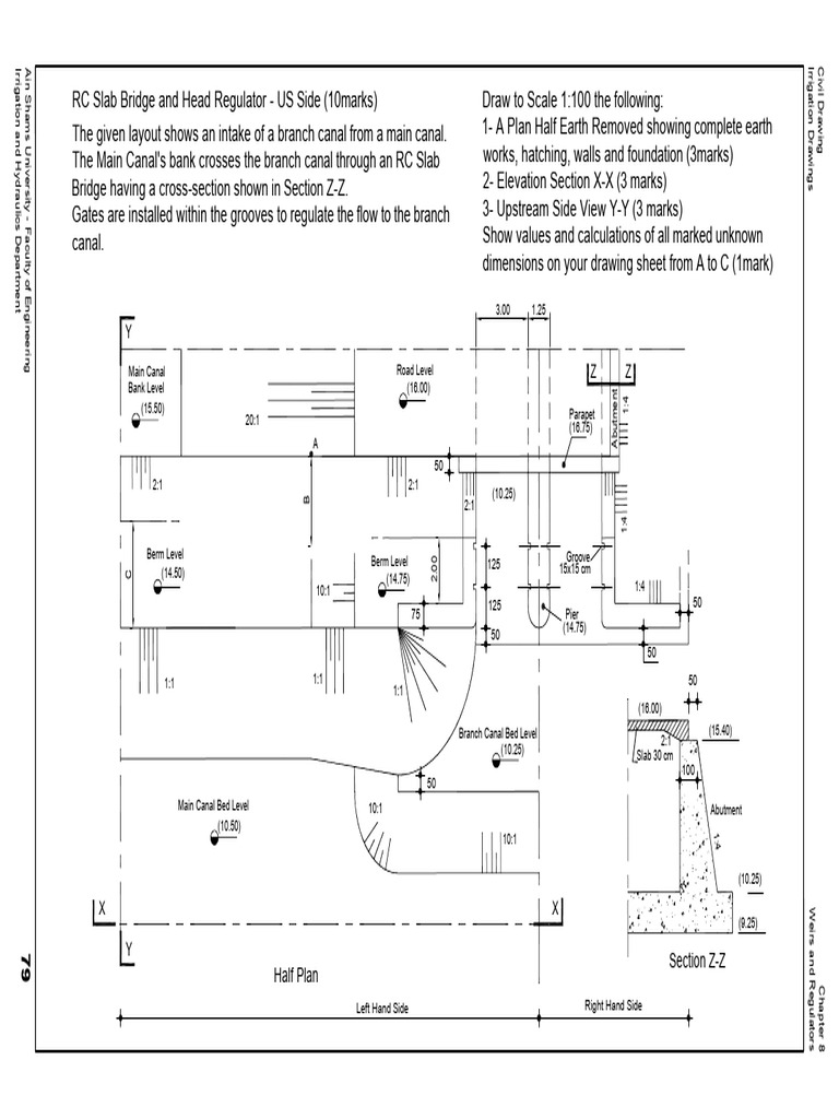RC Slab Bridge and Regulator Design | PDF | Canal | Earth Sciences