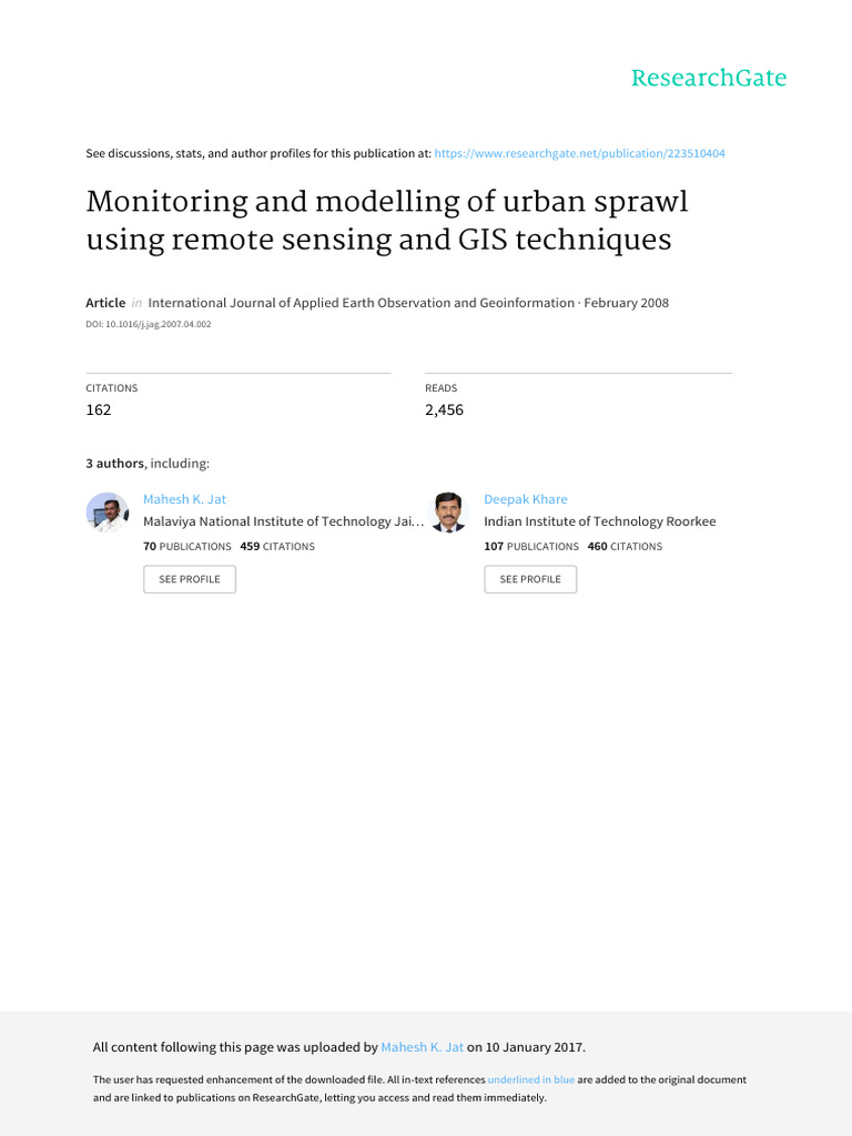 Monitoring and Modelling of Urban Sprawl | PDF | Regression Analysis ... - Urban Sprawl Analysis Tools