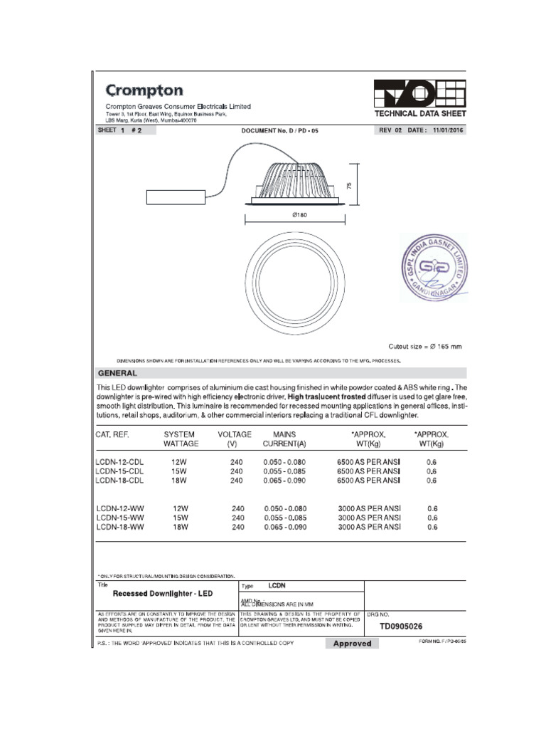 18W LED Fixture | PDF