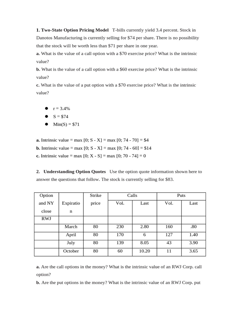 Option Pricing and Valuation Analysis | PDF | Option (Finance) | Moneyness