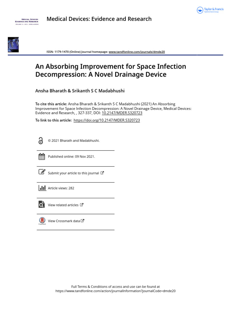 An Absorbing Improvement For Space Infection Decompression A Novel ...