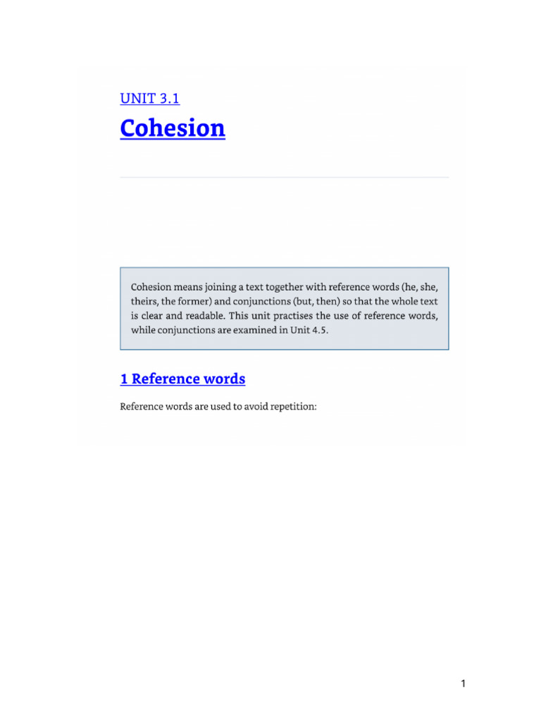 Cohesion | PDF