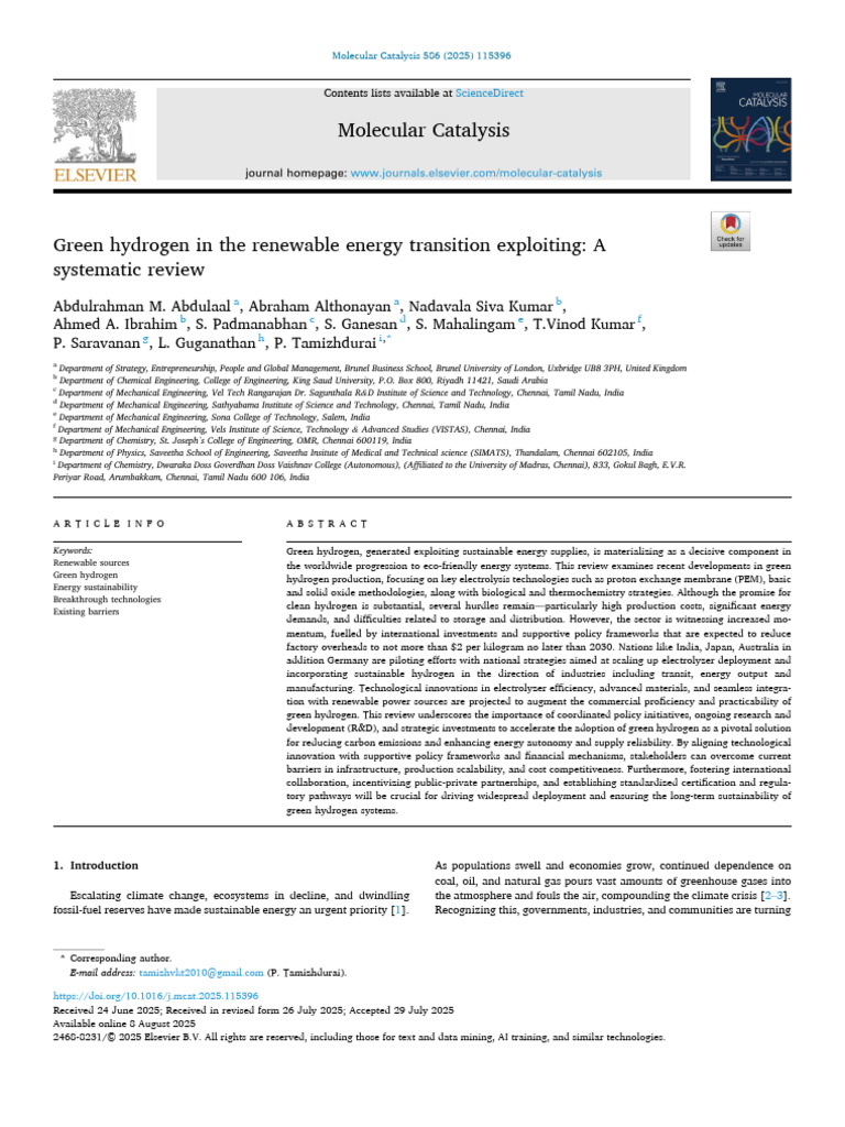 Green Hydrogen: Key to Renewable Energy Transition | PDF | Sustainable ...