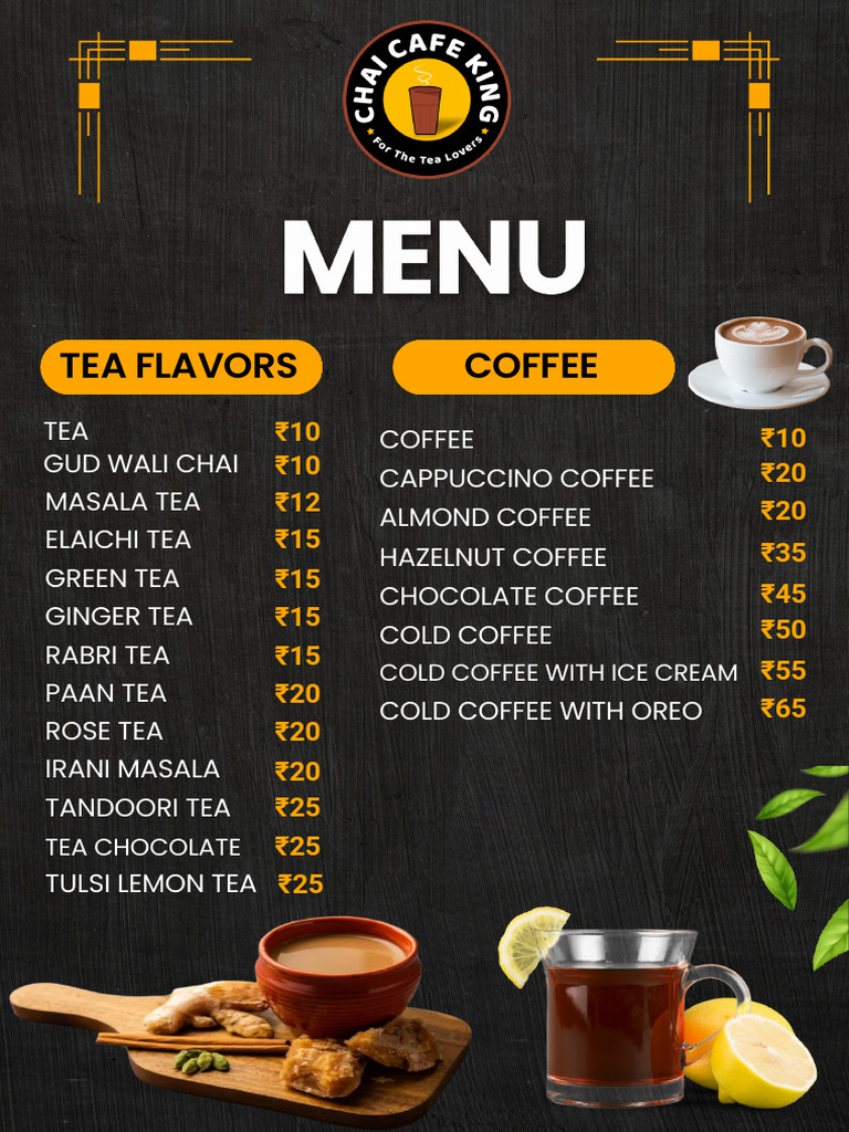 Tea and Coffee Menu with Prices | PDF