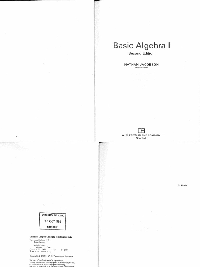 Jacobson-Basic Algebra I | PDF