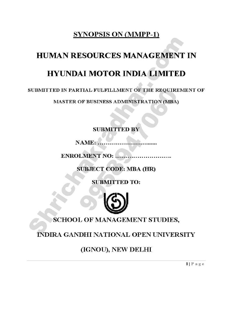 Synopsis Mbahr Sample-1 | PDF
