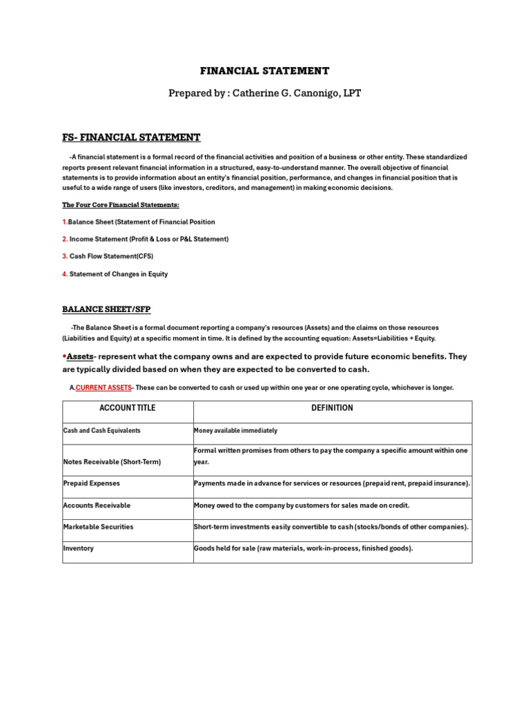 Understanding Core Financial Statements | PDF | Income Statement ...