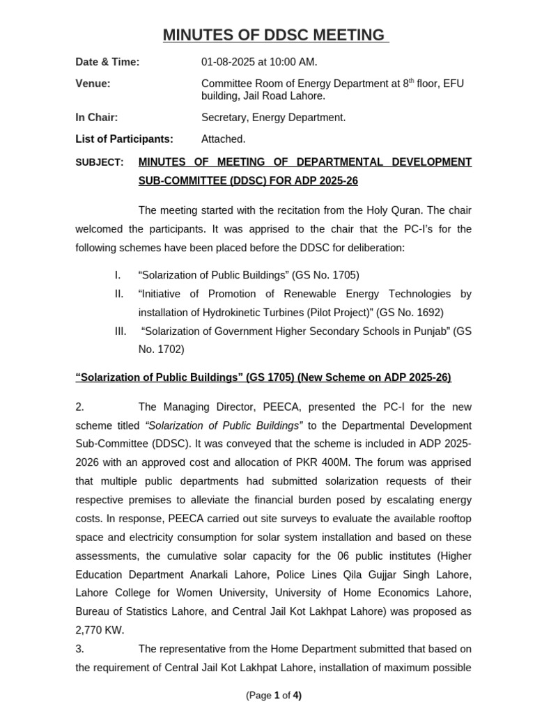 MoM of DDSC (Public Buildings) V3 | PDF | Sustainable Energy ...