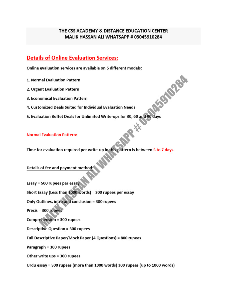 Online Evaluation Services for Essays | PDF