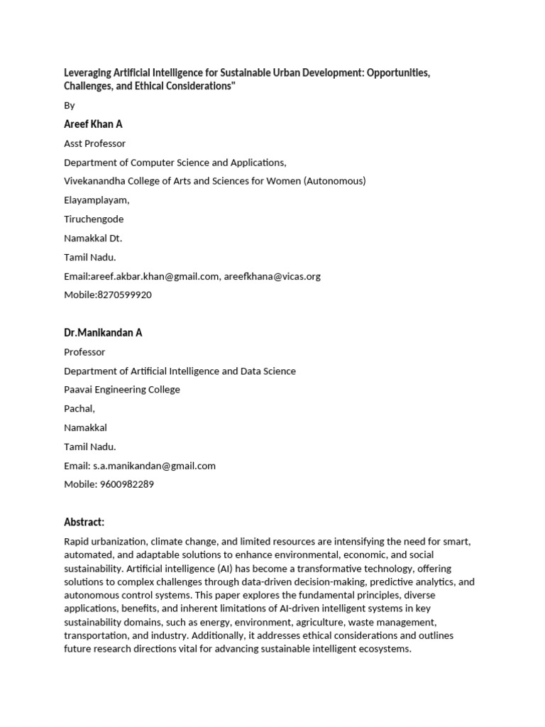 AI for Sustainable Urban Development | PDF | Artificial Intelligence ...