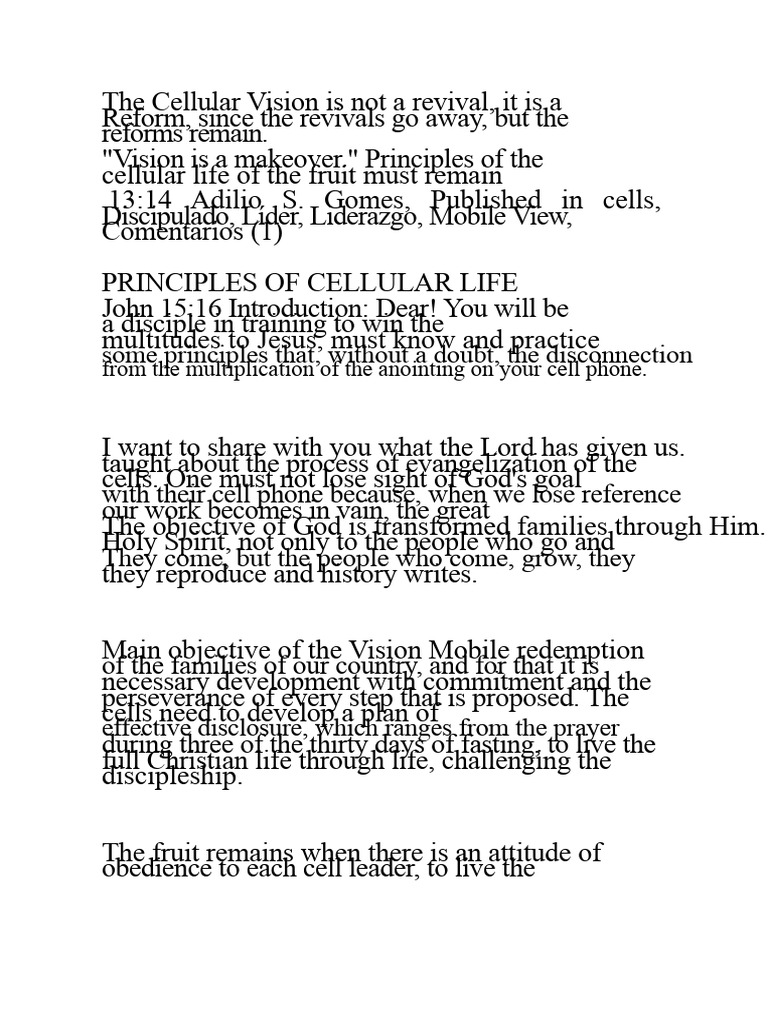 Principles of Cellular Life in Discipleship | PDF | Disciple ...