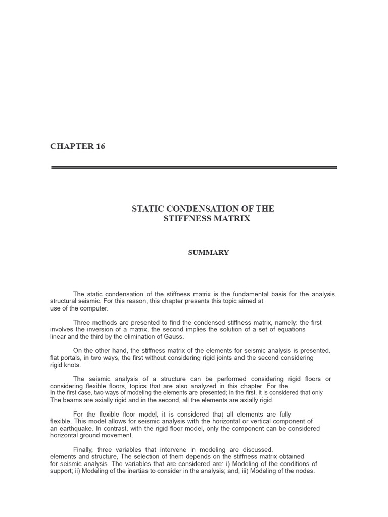 Static Condensation of Stiffness Matrix | PDF | Matrix (Mathematics ...