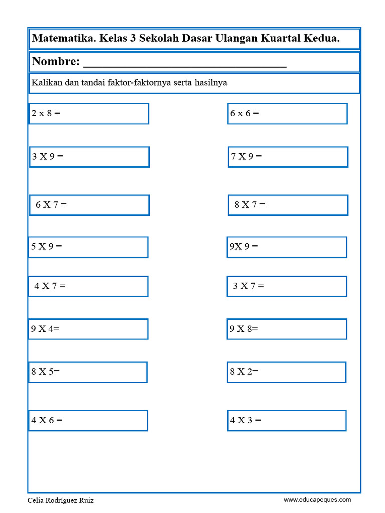 Ulangan Matematika Kelas 3 SD Kuartal 2 | PDF