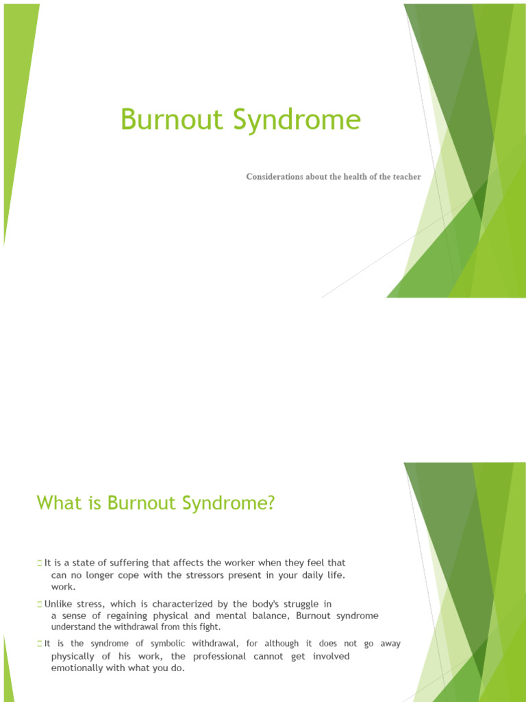 Burnout Syndrome - PowerPoint Presentation | PDF | Occupational Burnout ...