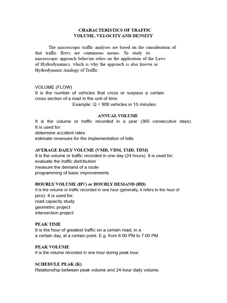 Traffic Volume, Velocity, and Density Analysis | PDF | Traffic | Lane