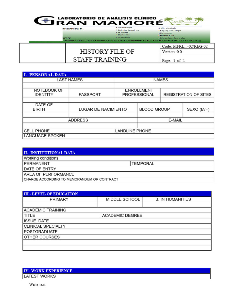 Staff Training History Document | PDF