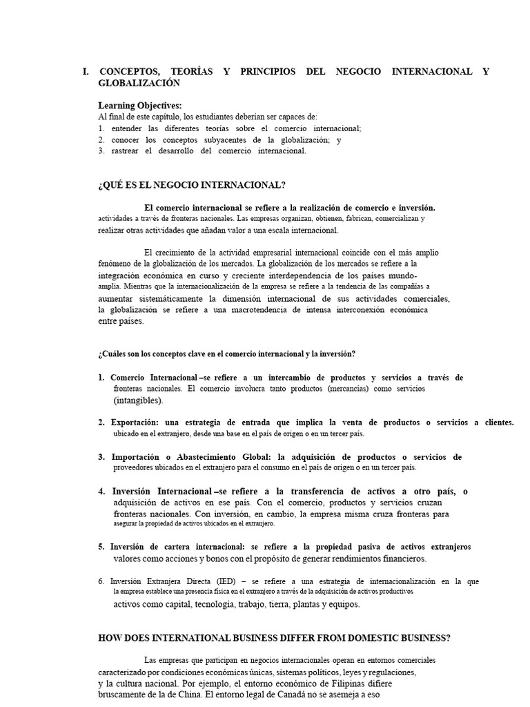 Teorías y Principios del Comercio Internacional | PDF | Negocios ...