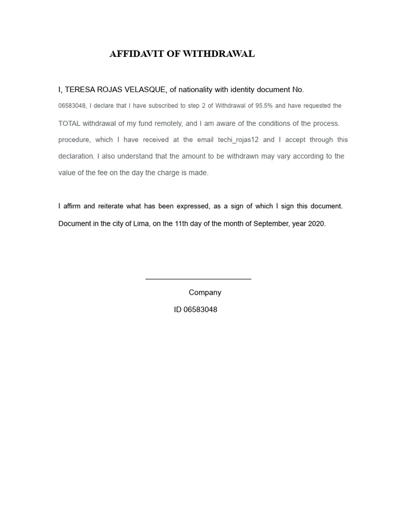 Affidavit of Withdrawal | PDF