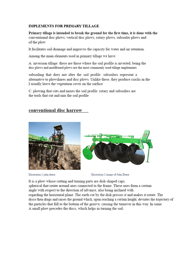 Implements For Primary Tillage | PDF | Plough | Tillage